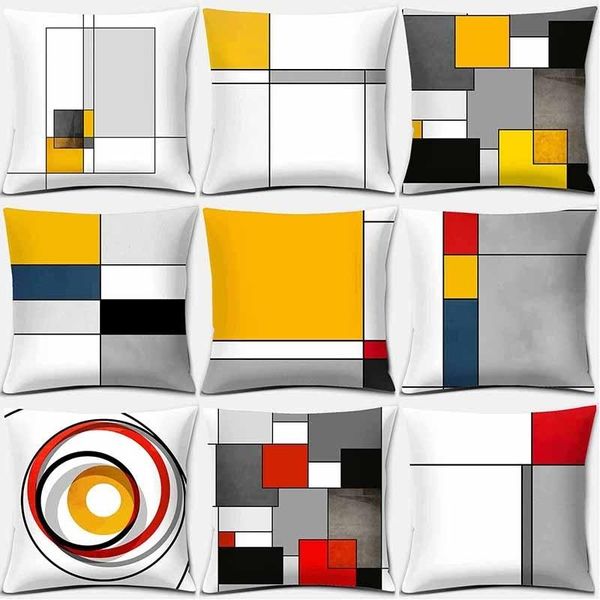 

cushion/decorative pillow simple and modern geometry with printed peach skin pillowcase home decoration car sofa cushion cover 45cm*45cm