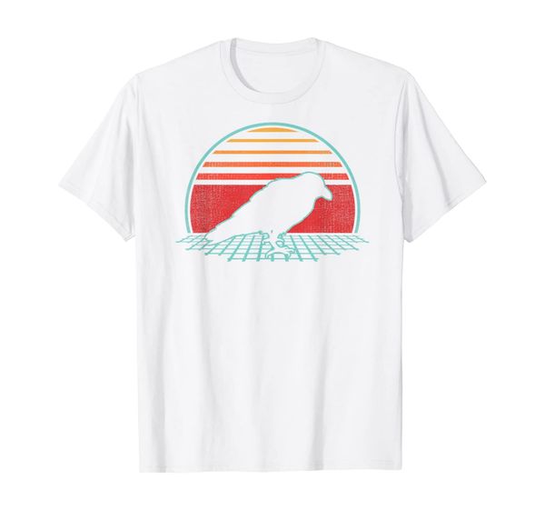 

raven retro vintage crow 80s style bird lover gift t-shirt, White;black
