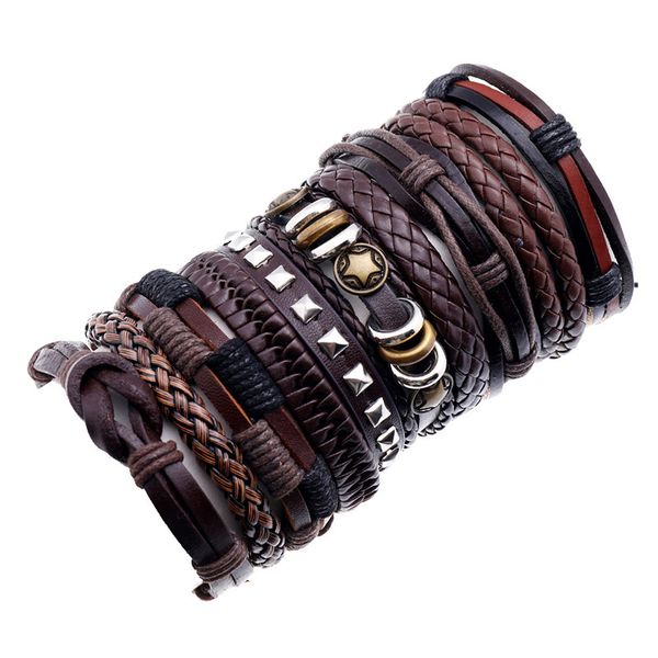 

bangles bracelet selling men's leather diy multi layer woven suit, Black