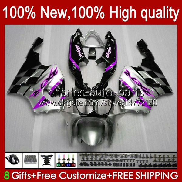 Corpo de Corpo para Kawasaki Ninja Bom ZX7R ZX750 ZX-7R ZX 7 R Zx 750 28HC.110 Purple Silver ZX 7R 96 97 98 99 00 01 02 03 ZX-750 1996 1997 1998 2003 Kit de justo