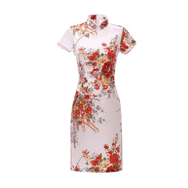 

ethnic clothing elegant slim plus size qipao chinese style flower printed wedding party cheongsam dress vintage, Red