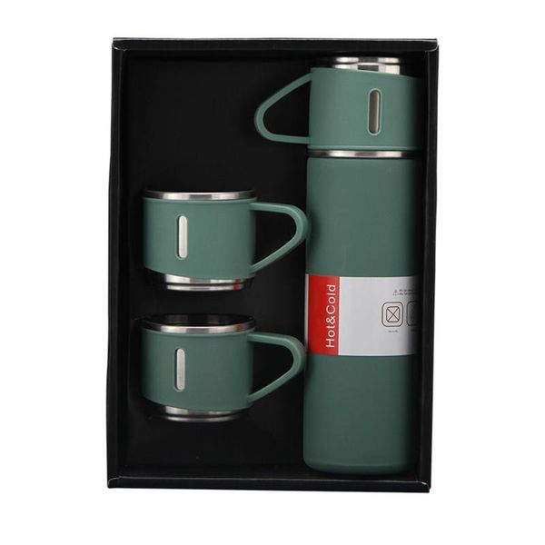 

water bottles 3-piece set 304 stainless steel vacuum flask 500ml portable outdoor kettle with 2 cups thermal tea cup gift