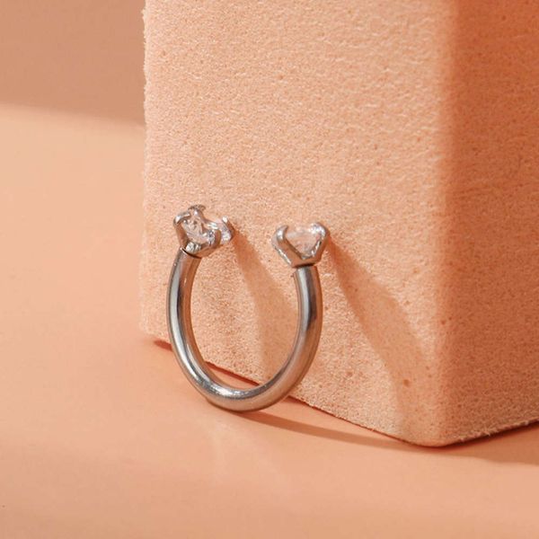 

exaggerated jewelry u-shaped double zircon female stainless steel puncture jewelry