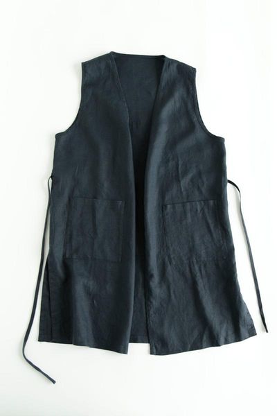 

women's vests spring autumn women casual all-match loose plus size natural fabric comfortable water washed linen navy blue cardigans, Black;white
