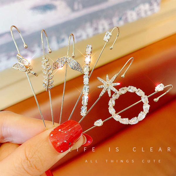 

fashion design long pick stone cross smooth puncture ornament puncture oblique line stud