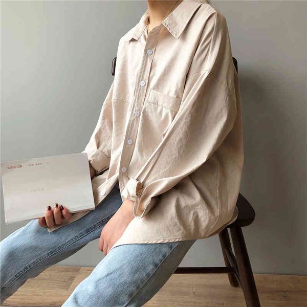 

women's blouses & shirts bgteever female minimalist shirt loose, white for women, summer and spring with turn-down collar d7k4