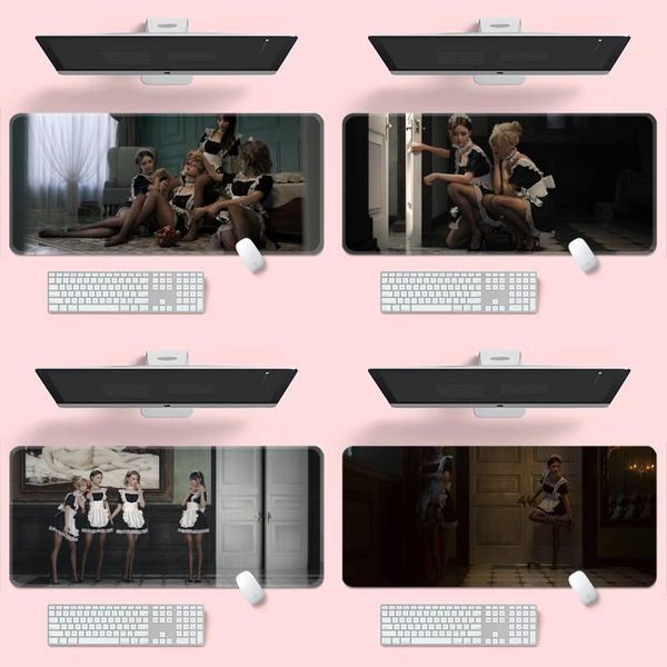 

mouse pads & wrist rests black silk maid illustration diy design pattern game mousepad for size: 30*60cm 30*70cm keyboard manga pad mat
