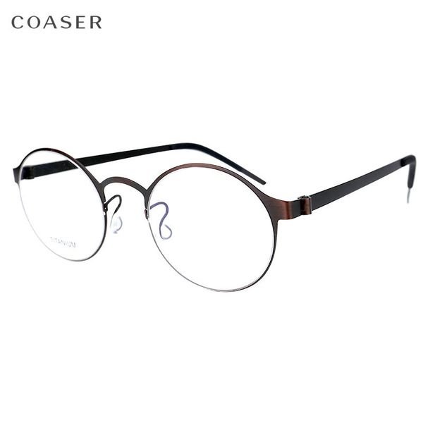 

fashion sunglasses frames titanium vintage eyeglasses round glasses frame men metal prescription brand design eyewear myopia optical spectac, Black