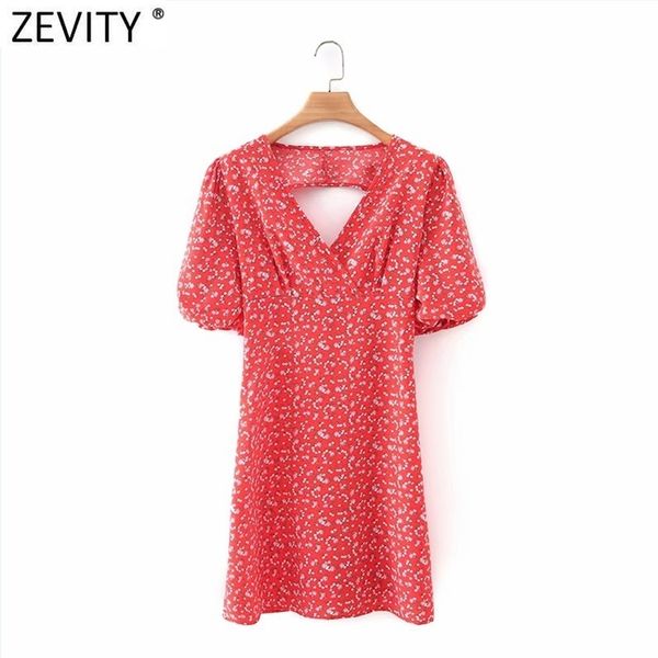 

women elegant v neck lantern sleeve floral print mini dress chic female backless bow tied party vestido ds5010 210416, Black;gray
