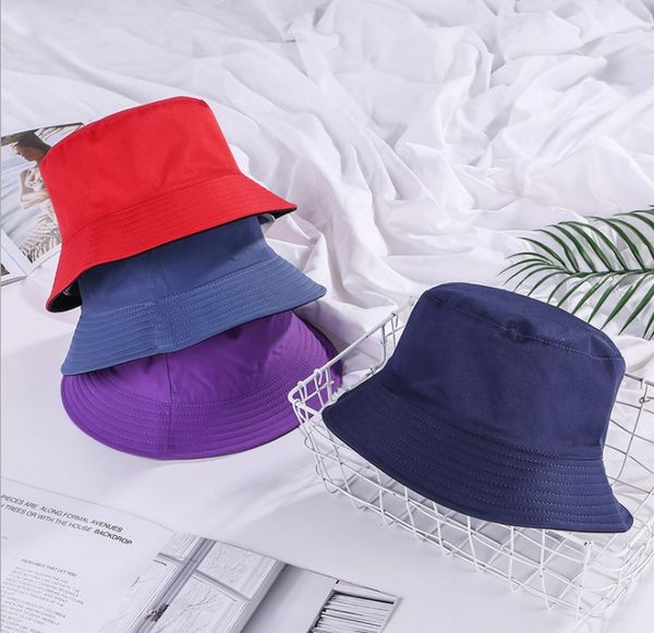 

solid color double side basin leisure sunshade hats light plate fisherman's hat, Blue;gray