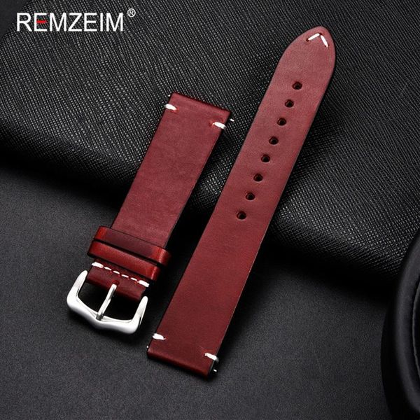 

watch bands oil wax cowhide genuine leather watchbands 18mm 20mm 22mm 24mm accessories men women bracelet wrist straps, Black;brown