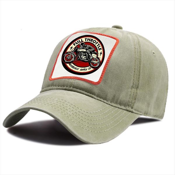 

full throttle cafe racer rockabilly biker sun caps snapback hat outdoor riding hats breathable cotton baseball cap, Blue;gray