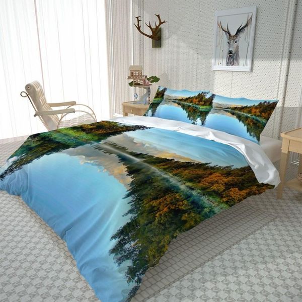 

comfortable landscape printing bedding home textiles single bed double duvet cover pillow case sheet boy girl set sets