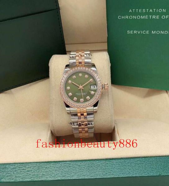 

ladies automatic mechanical watch, 31mm small round diamond, 2813 movement, 316 fine steel, sports fashion, Slivery;brown