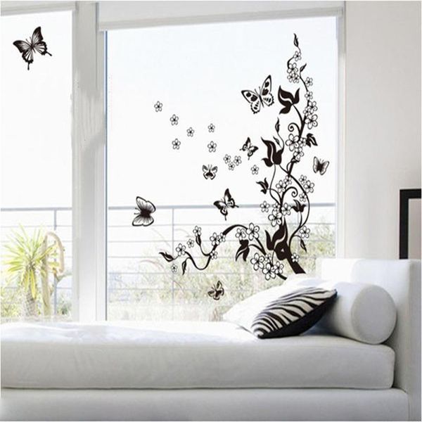 Duvar çıkartmaları moda romantik çiçek sticker sanat çıkartması arka plan dekorasyon ev dekor kelebek 3d duvar kağıdı