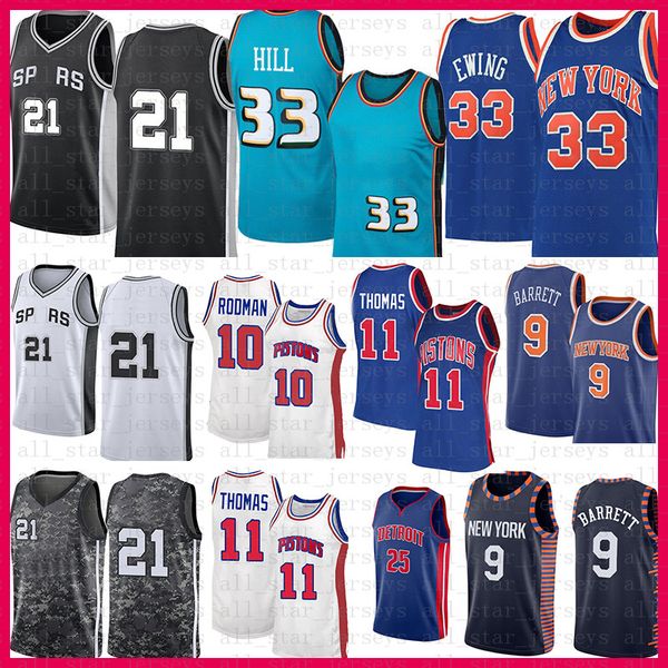 

mens derrick 25 rose isiah 11 basketball jersey thomas dennis 10 rodman grant hill rj 9 barrett patrick 33 ewing retro 21, Black;red