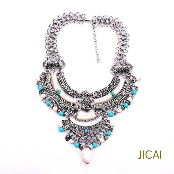 

chains bohemian gypsy coin pendant tribal charms statement tassel necklace ethnic carved coins nice chokers necklaces for women, Silver