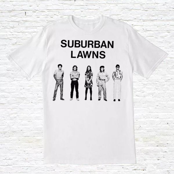 

suburban lawns t-shirt, White;black