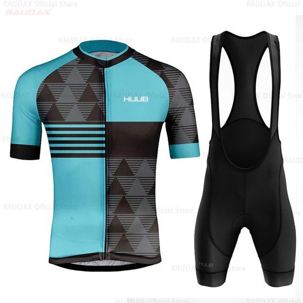 

racing sets huub 2021 summer stitching pattern short sleeves cycling jersey kit team mtb suit ropa de ciclismo men bike, Black;blue