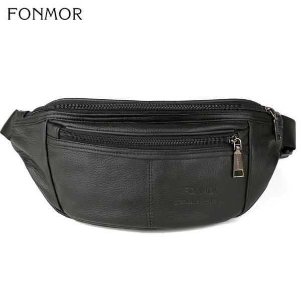 Sacos de cintura Fonmor Womens AntiDeft Bag Fanny Pack Genuíno Cinto de Couro Bolsa Pequeno Telefone Chave Preto Homens Blacks Unisex