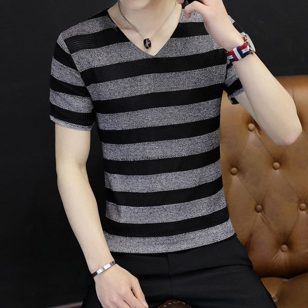 

men's t-shirts korean version of the trend oshort-sleeved shirt t-shirt sleeves autumn qiuyi men's d1a8, White;black