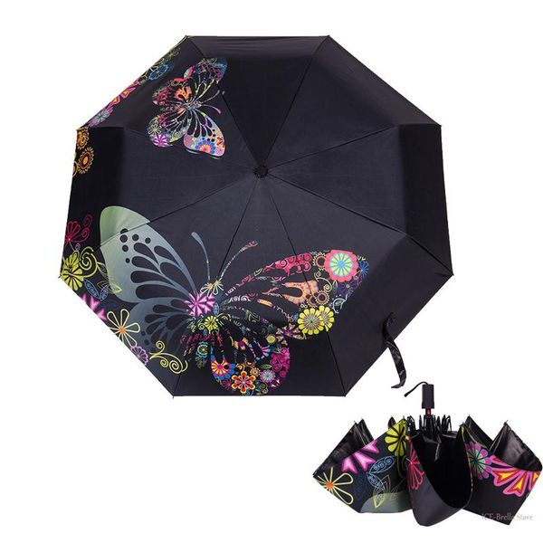 

umbrellas fashion sun rain ladies folding anti-uv parasol for women gift windproof creative original butterfly female