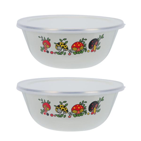 

bowls 2 sets vintage enamel salad bowl old-fashioned storage serving