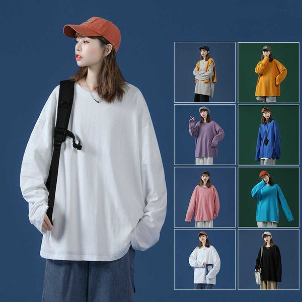 

women's t-shirt summer long sleeve t-shirt tee loose solid korean style t shirt women casual o-neck female tshirt clothing pr16 rh8n, White