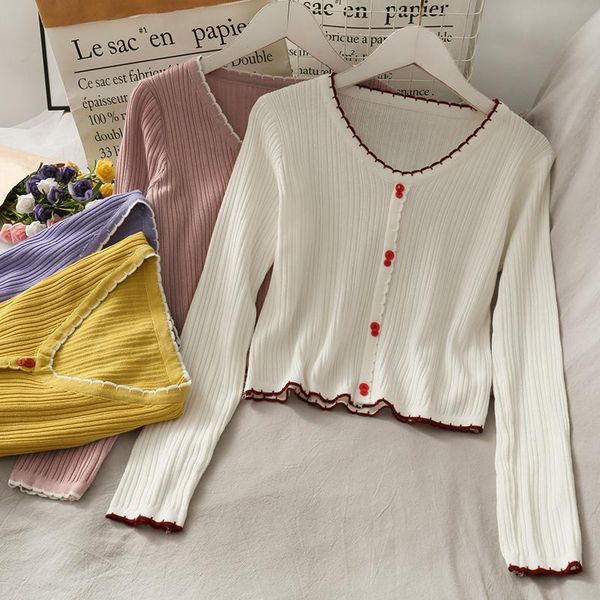 

women's t-shirt itoolin 2021 slim fit knit shirt striped long sleeve female autumn clothing, White