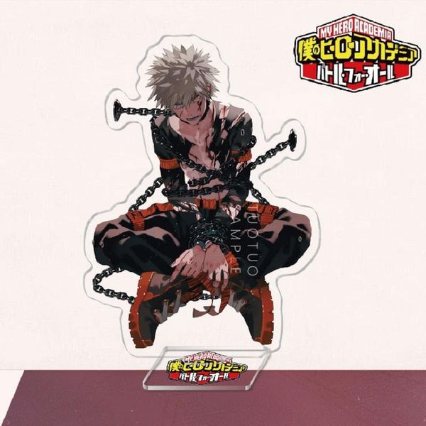 

keychains anime my hero academia key chain figure stand model plate double sided clear acrylic material deskdecoration gift, Silver
