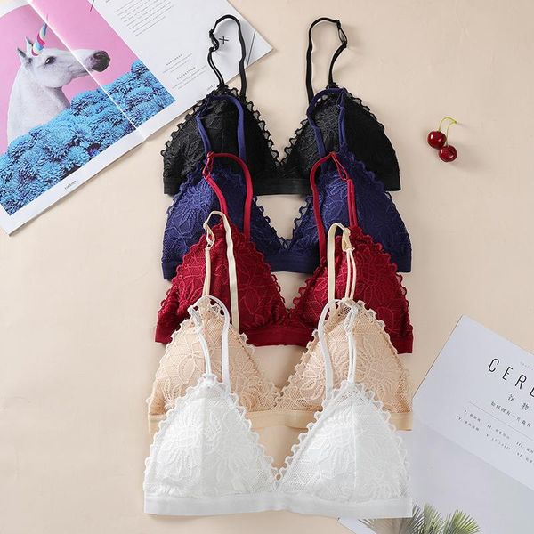 

bras lace bra french without rims lady triangle cup underwear girls women up (weight40-60kg), Red;black