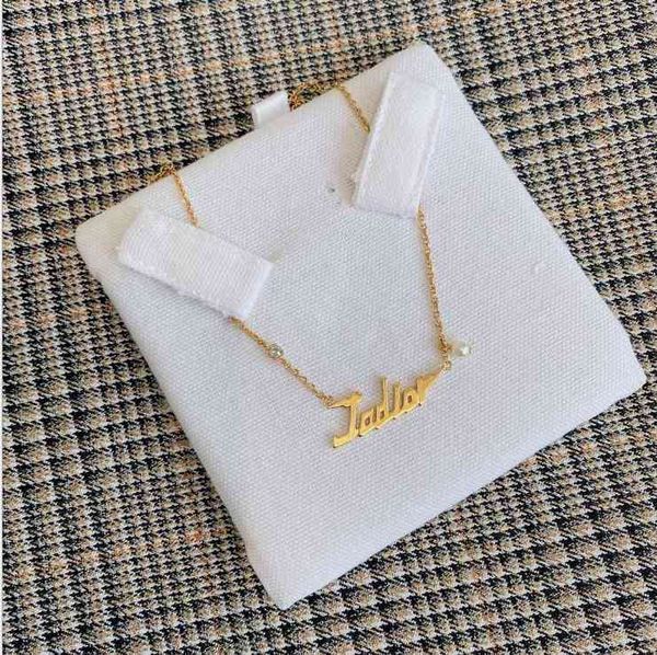 

christian/dio necklace d family 2021 18k gold pearl fine chain personalized simple clavicle, Red;brown