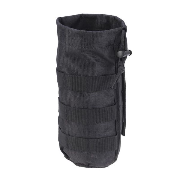 

hydration packs portable outdoor travel water bottle bag pouch holder carrier with drawstring mesh (black)
