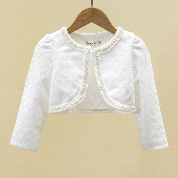 

wraps & jackets white kids girls wedding jacket beaded one button closure shrug cardigan short jacket for formal party wrap