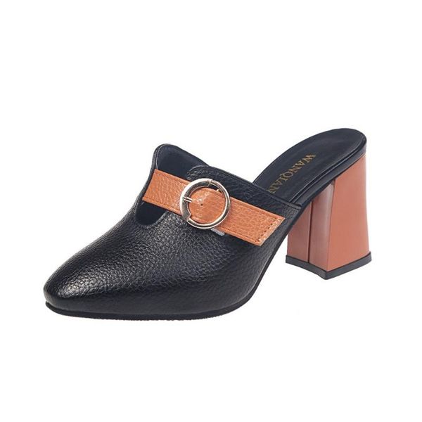 

sagace women sandals summer ladies shoes thick heels fashion exquisite indoor casual female lazy slippers, Black