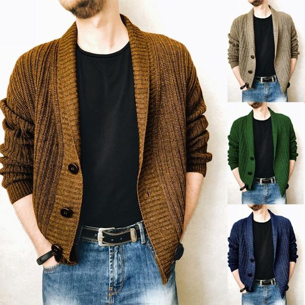 

men's sweaters winter long sleeve warm shawl collar knitted cardigan sweater casual slim fit soft cotton knitwear, White;black