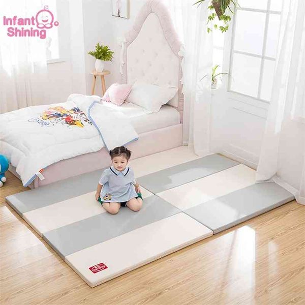 

infant shining playmat 4cm thickness 120x160cm large waterproof 4-fold baby play children game mat 210402
