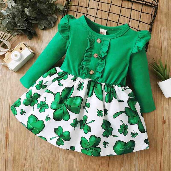 

spring st. patricks day baby girl dress girls children clothes clover knee length party kids dresses for costumes, Red;yellow