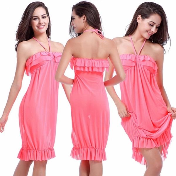 

casual dresses 2021 various occasion strech mesh tunic female beach wears flounce beachwear women musty summer dress for party, Black;gray