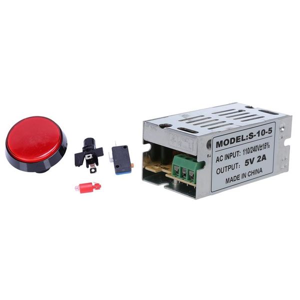 

smart home control red led lamp 52mm dia push button w limit switch with ac 110-240v to dc 5v switching power supply converter sa10-05