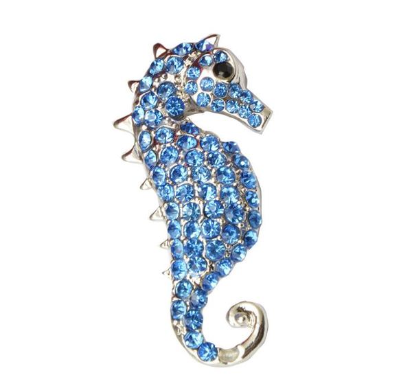 

2021 new wholesale crystal rhinestone seahorse brooch jewelry gift fashion costume pin brooch, Gray