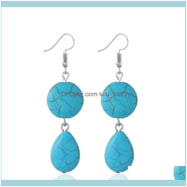 

dangle jewelrydangle & chandelier sier plated alloy layer round and water green turquoises stone earrings fashion jewelry1 drop delivery 202, Silver