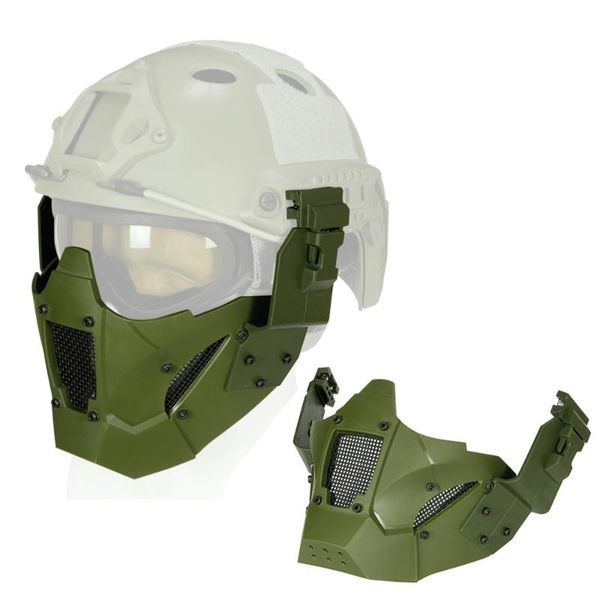 

cycling helmets outdoor helmet combat protective half face ear protection conquer mask (green)