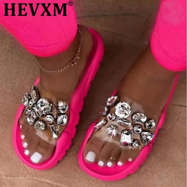 

woman bling crystal slippers ladies fashion slides women casual outdoor flats female beach shoes women's footwear plus size 43, Black