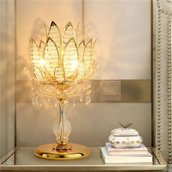 

table lamps 86light luxury lamp crystal modern gold lotus creative decoration led desk light for home bedside