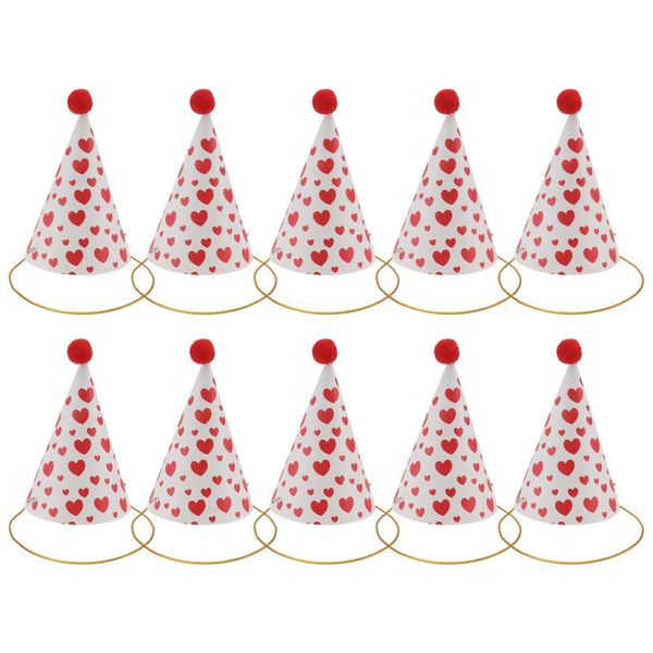 

party hats 10pcs birthday decorative kid disposable headdress (red)