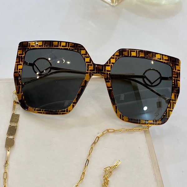 

60sunglasses 0410s sunglasses women classic fashion shopping big box glasses with metal chain anti-ultraviolet uv 400 lens size 56-20-145 de, White;black