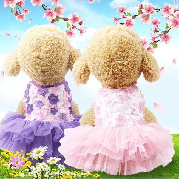 

peach blossom dog dresses for small dogs chihuahua summer puppy dress pomeranian princess tutu shih tzu yorkshire pet clothes apparel