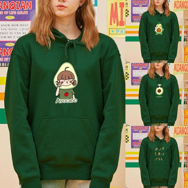

women's hoodies & sweatshirts 2021 hoodie sweatshirt cute ladies clothing sets autumn and winter avocado print girl student shirt jacke, Black