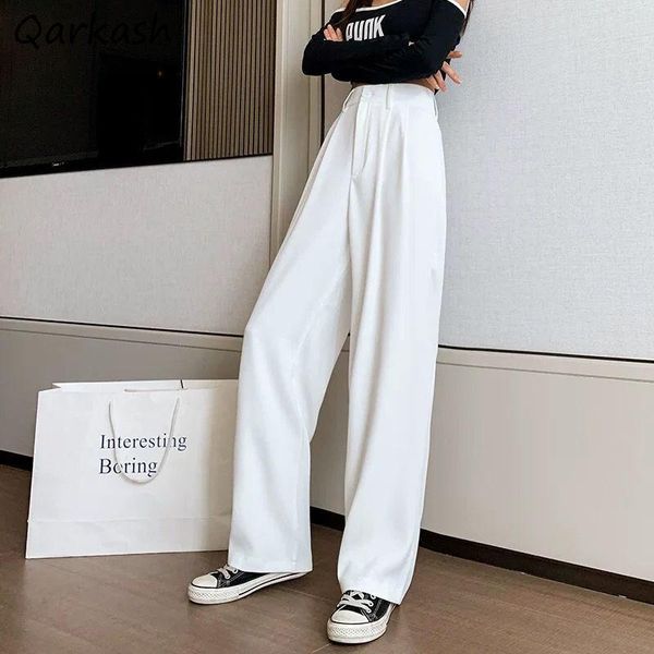 

women's pants & capris casual women 2 styles office ladies elegant summer ulzzang button- straight stylish mopping solid basic all-matc, Black;white